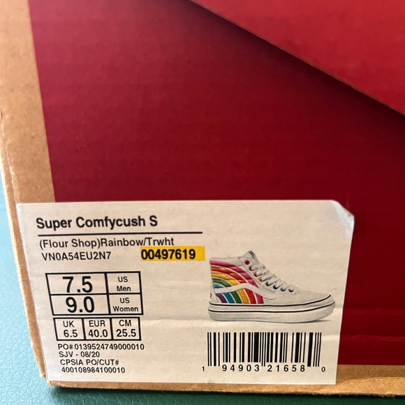 Vans Platform Super ComfyCush Sk8-Hi Rainbow Flour Shop Women’s 9 w/original box - Picture 6 of 7